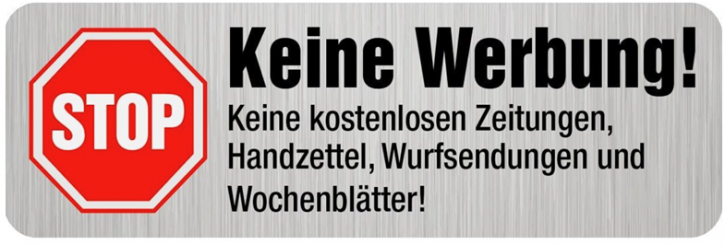 1 x Brandengel® Keine Werbung Aufkleber - Schild rot extra Starke Folie - Sticker (Stop Keine Werbung ! Keine Kostenlose Zeitung, Handzettel, Wurfsendungen und Wochenblätter) für den Briefkasten