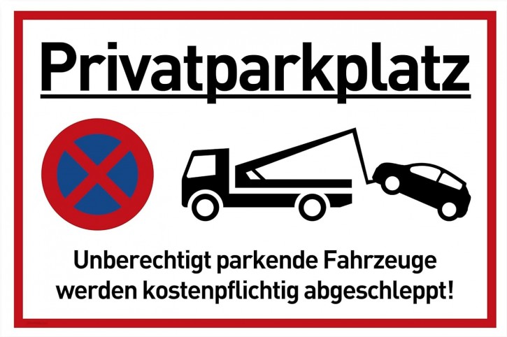 Privatparkplatz Schild, Gr.: 200 x 300 mm,  Kunststoffplatte mit selbstklebender Schaumschicht