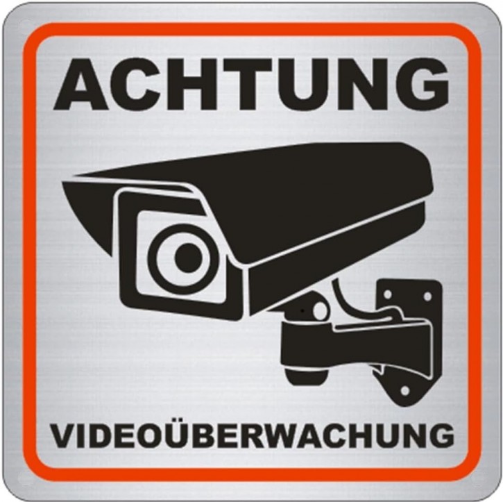 Brandengel® Achtung Videoüberwachung Gr.:   150 x 150 mm Kunststoffplatte mit selbstklebender Schaumschicht