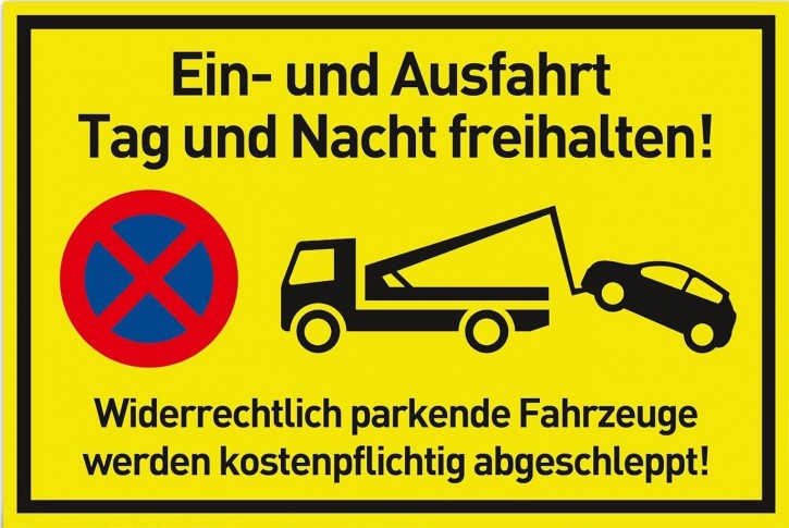 Ein-und Ausfahrt..... Schild, Gr.: 200 x 300 mm, Kunststoffplatte mit selbstklebender Schaumschicht